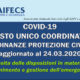 Testo Unico Coordinato ordinanze emesse dalla Protezione Civile in materia di contenimento e gestione dell’emergenza epidemiologica da COVID-19